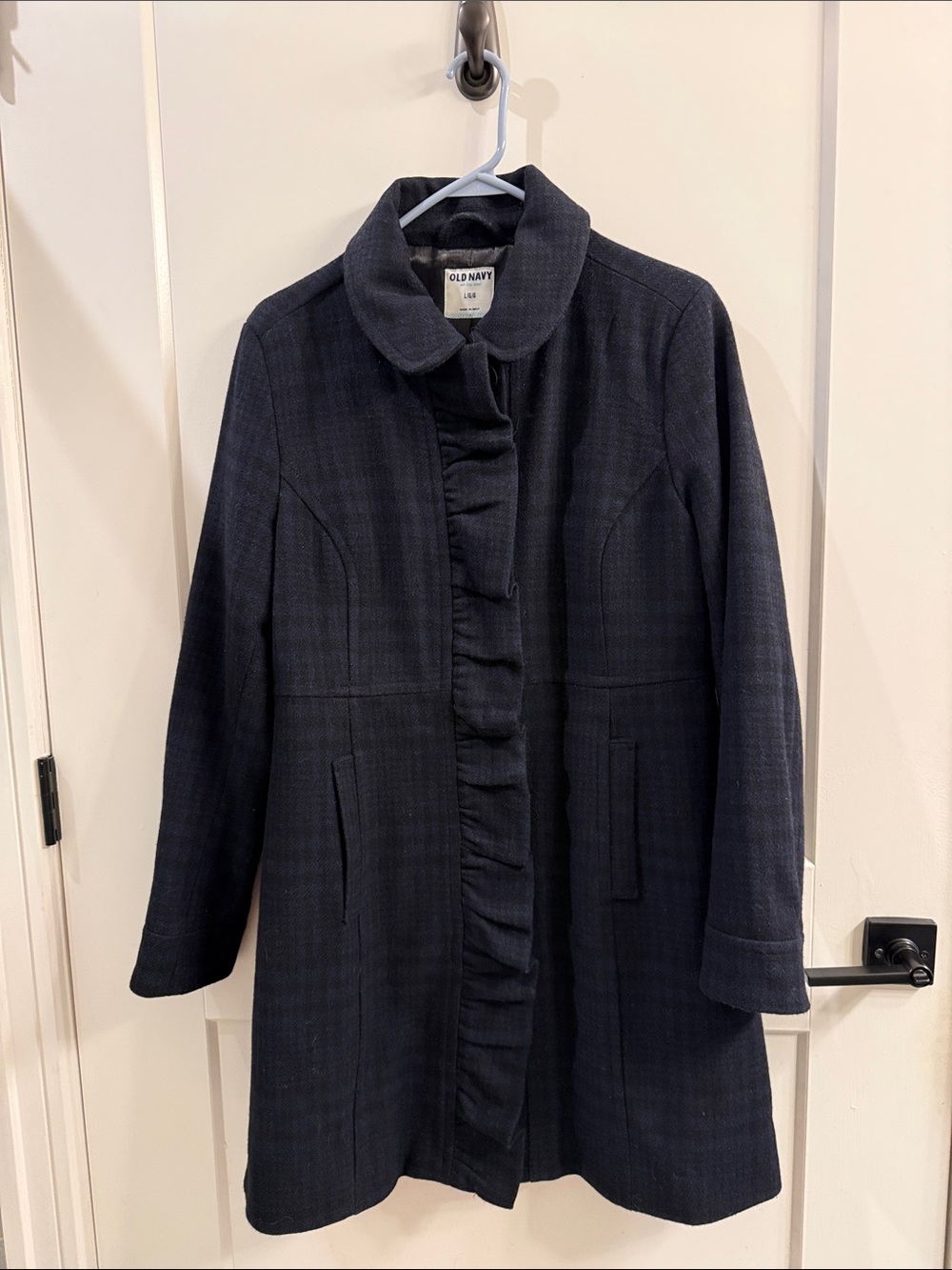 Old Navy Navy Ruffle-Front Trench Coat